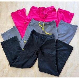 Spread‎ Good Cheer Scrub Pants 3 Pack Bundle XS Black Grey Pink Cargo Drawstring